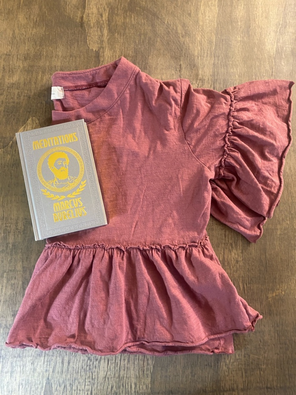 Altard Ruffled Sleeve Peplum Top in Dusty Rose